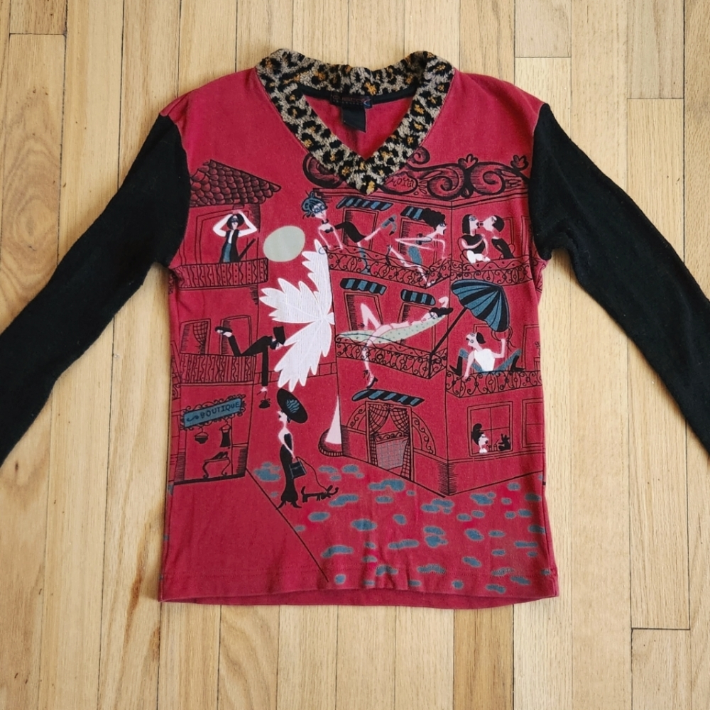 Custo Barcelona leopard trim collar Lorelai Gilmore S1E6 of Gilmore Girls. EC!